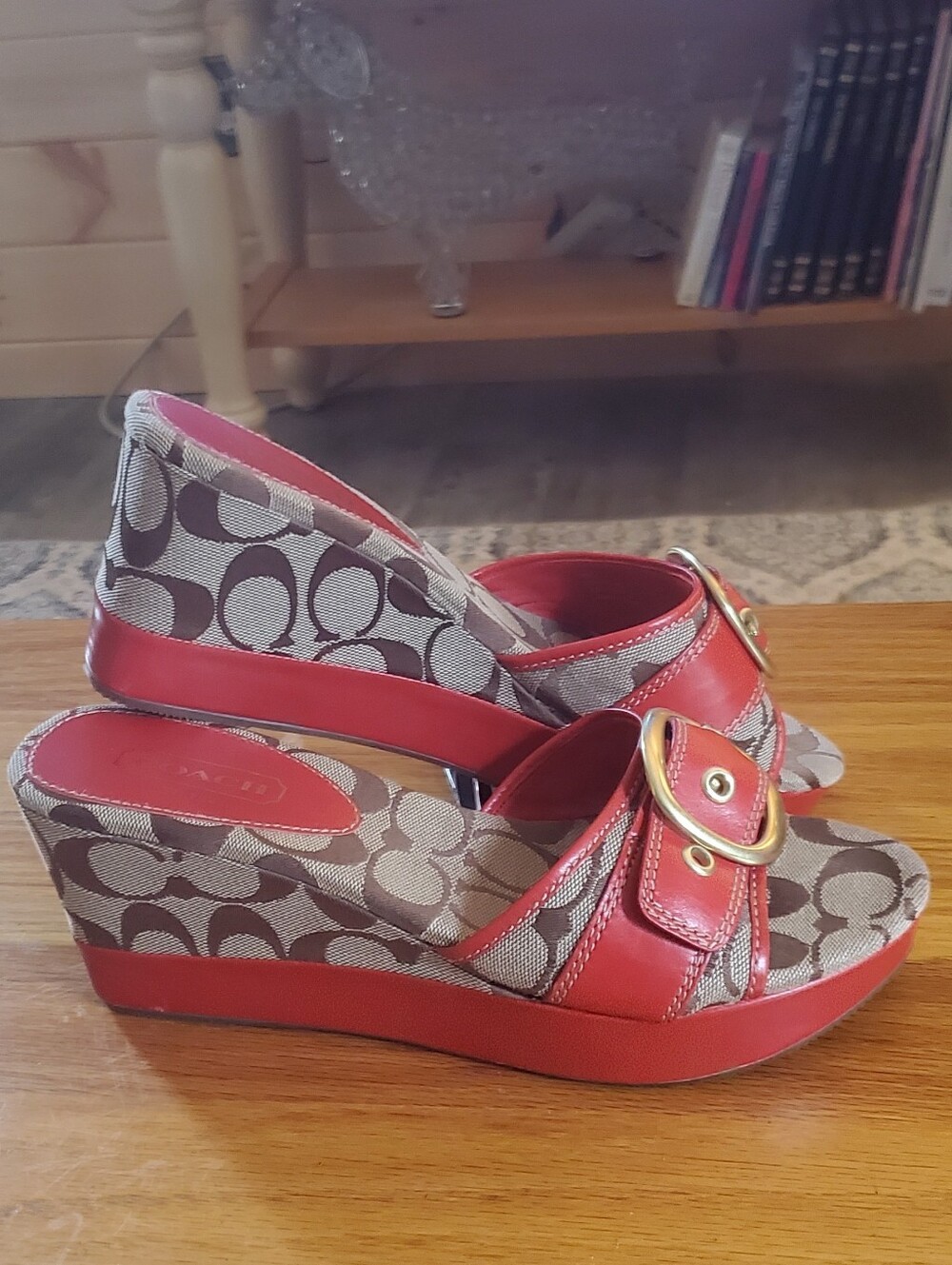 Coach Red Gretta Wedge Sandals Slides Shoes  Y2K Vintage Extremly Rare 8 8.5